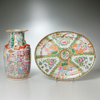 Chinese famille rose vase & rose medallion platter