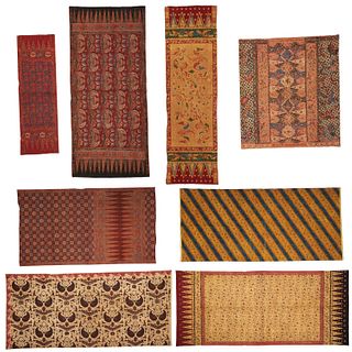 Group (8) vintage Indonesian batik textiles
