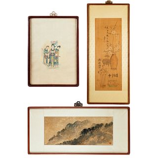 Chinese School, (3) paintings