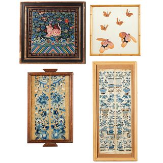 (4) antique Chinese silk embroideries
