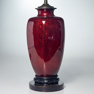 Japanese red Ginbari cloisonne vase lamp