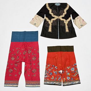 (3) vintage Chinese embroidered silk garments