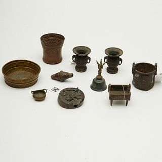 (10) Asian bronze censers and objects