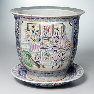 Chinese famille rose style porcelain jardiniere