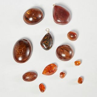 Group specimen stones and amber