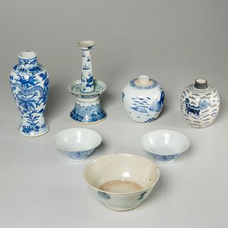 Group (7) Chinese blue & white porcelains