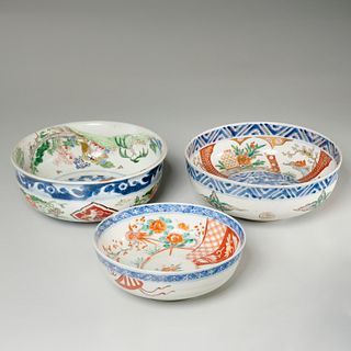 (3) Antique Imari porcelain bowls