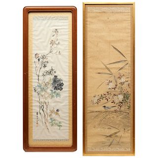 Chinese School, (2) framed scroll paintings