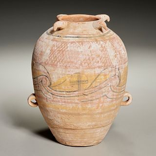 Chinese Neolithic style polychromed pottery jar