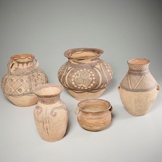 Group (5) Chinese Neolithic style pottery vessels