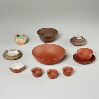 Group (11) Chinese Yixing cups, bowls, dishes