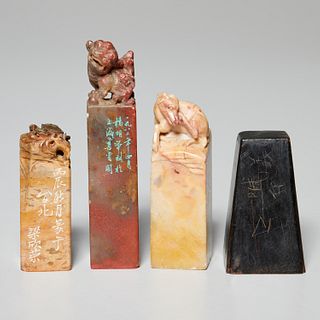 Group Chinese hardstone and zitan seals