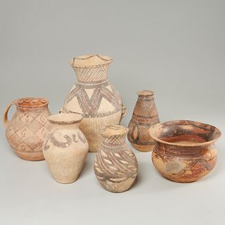 Group (6) Chinese Neolithic style pottery vessels