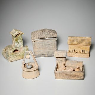 Group Chinese Han style granary & farm models
