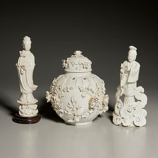 (3) Chinese & European blanc-de-chine porcelains