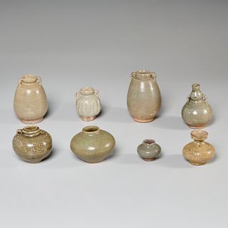 Group (8) small Asian celadon glazed vessels