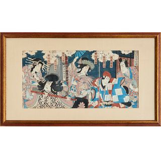 Kunisada (attrib), Kanjincho triptych