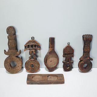 (6) Nepalese wood butter molds and churns