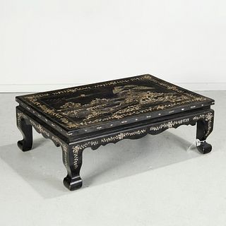 Chinese abalone inlaid lacquered table