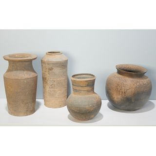Group (4) early Chinese grey pottery vessels