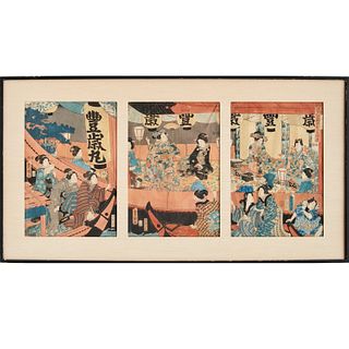 Utagawa Kunisada, woodblock triptych