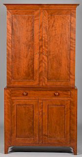 Figured Cherry Two Piece Cupboard, Ohio River Valley