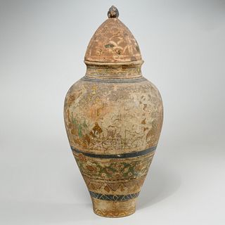Large North African painted terracotta jar
