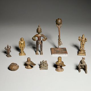 Group antique Indian copper-alloy artifacts