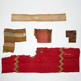Group (5) Pre-Columbian style textile fragments