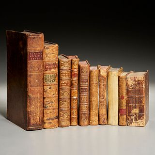 (10) Vols. 18th c. leather bound books
