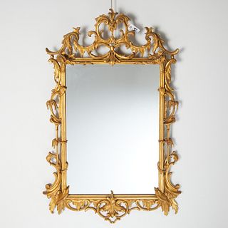 Large Chinese Chippendale style giltwood mirror