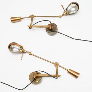 Pair Ralph Lauren articulating brass wall lamps