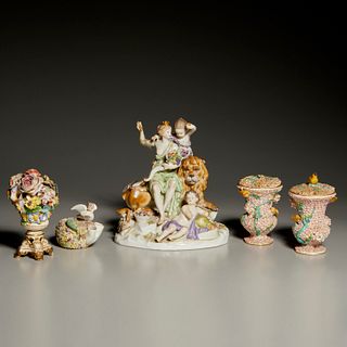 Nice Continental porcelains group, incl. Meissen