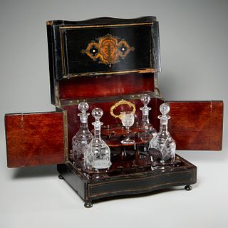 Napoleon III brass inlaid tantalus cordial box