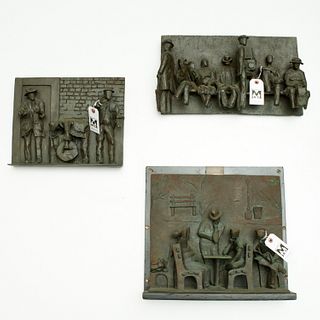 Hilary Raeburn, (3) bronze relief sculptures