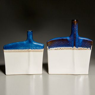 (2) Danish Modern style ceramic bottle vases
