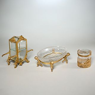 Louis XV style ormolu and glass accessories