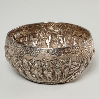 Burmese silver repousse bowl
