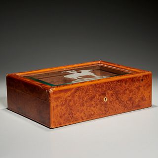 Dunhill etched glass cigar humidor