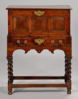 Small William & Mary Style Oak Chest on Stand
