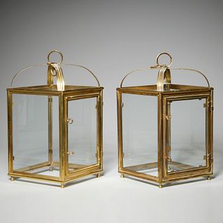 (2) George III style brass hall lanterns