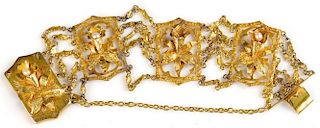 18K Yellow Gold Orchid Link Bracelet