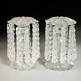 Unusual pair Anglo-Irish crystal lustres