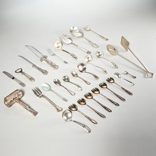 Group assorted sterling & silver plate utensils