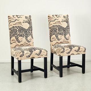 Pair Clarence House upholstered host's chairs