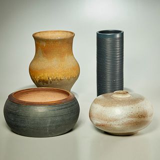 (4) Large studio & Swiss pottery vessels