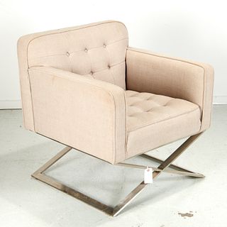 Contemporary chrome X-base lounge chair