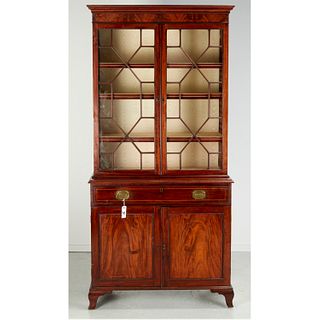 American Federal mahogany bookcase cabinet