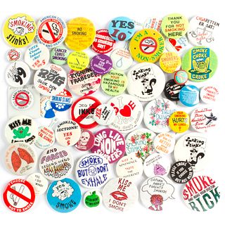 50 Vintage Anti Smoking Buttons Pinbacks