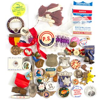 45 Antique Vintage Novelty Buttons and Pins
